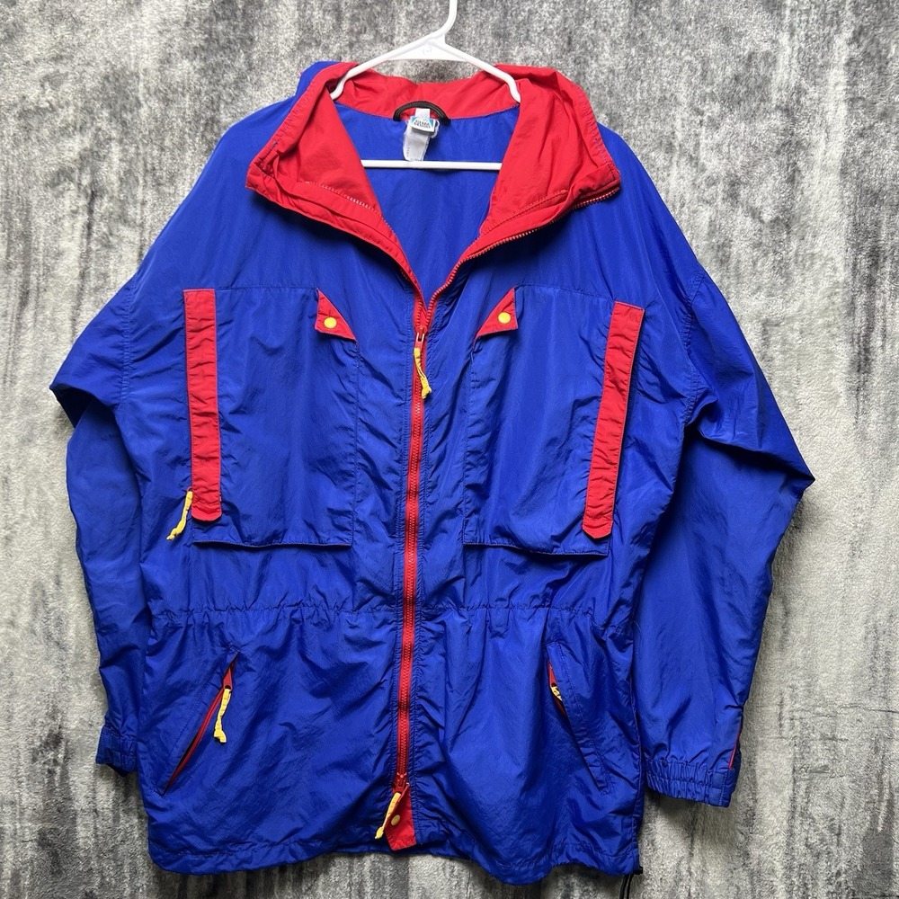Vtg Sierra Designs Jacket Packable Shell Windbreaker Rain 90s Blue Sz L